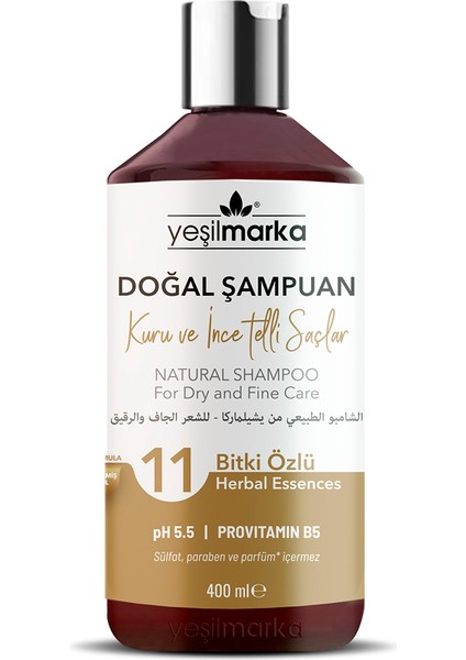Doğal Şampuan Kuru ve Ince Telli Saçlar İçin
