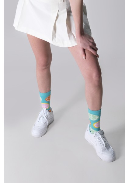 The Sock Company Citrus Slices Desenli Çok Renkli Kadın Çorap Karışık Erkek Çorap 15KDCR781K