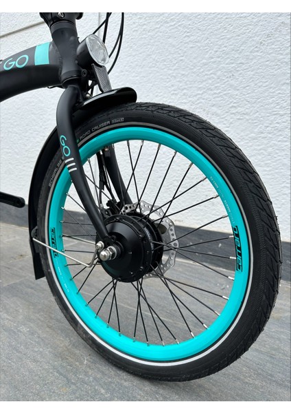 Ego 2.1 285H 20" 8-V Hd Mat Siyah-Turkuaz-Gri Elektrikli Katlanır Bisiklet