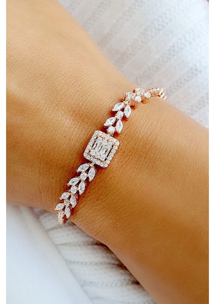 Baget Zirkon Taşlı 925ayar Gümüş Üzerine Rose Altın Kaplama Bileklik fiyatları