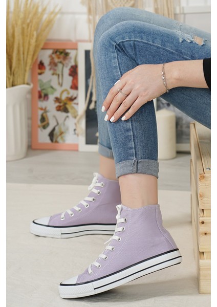 Unisex Bilekli Günlük Lila Keten Kadın Erkek Spor Sneaker Ayakkabı