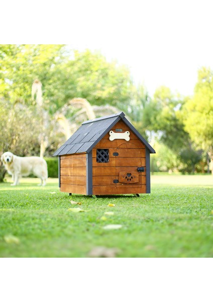 Isı yalıtımlı ahşap köpek kulübesi MEDIUM