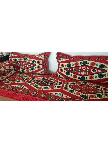 Şark Köşesi Anadolu & Yörük Desen 30cm Yüksekliğinde Minderli 200 x 300 cm Kilim Takımı Konsept Kırmızı 14 Parça fiyatları