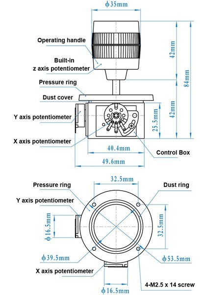 Roba JH-D300X-R2 3 Eksen Joystick Potentiometer 5k 3D Elektrikli Joystick Potansiyometre Monitor