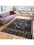 Lacivert Zeminde Iran Motifli Kilim Desenli Avangarde Vintage Dijital Baskılı Makinede Yıkanabilir Kaymaz Taban Saçaklı Halı 2