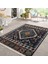 Lacivert Zeminde Iran Motifli Kilim Desenli Avangarde Vintage Dijital Baskılı Makinede Yıkanabilir Kaymaz Taban Saçaklı Halı 3