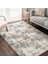 Ekru - Gri Zeminde Floral Motifli Çiçek Desenli Floral Klasik Dijital Baskılı Makinede Yıkanabilir Kaymaz Taban Saçaklı Halı 2