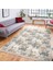 Ekru - Gri Zeminde Floral Motifli Çiçek Desenli Floral Klasik Dijital Baskılı Makinede Yıkanabilir Kaymaz Taban Saçaklı Halı 5