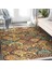 Hardal Zeminde Etnik Motifli Kilim Desenli Vintage Geometrik Dijital Baskılı Makinede Yıkanabilir Kaymaz Taban Saçaklı Halı 2