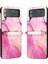 Samsung Galaxy Z Flip4 Mermer Desen Deri Telefon Kılıfı Pembe Mor Altın LS001 (Yurt Dışından) 1