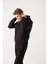 AVVA Siyah Kapüşonlu Yaka İçi Polarlı 3 İplik Pamuklu Unisex Sweatshirt E001018
