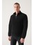Avva Erkek Siyah Dik Yaka Basic Yarım Fermuarlı Polar Sweatshirt E001068