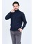 Erkek Desenli Tam Balıkçı Triko Yün Kazak 5596984 Lacivert 3