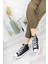 Unisex Bilekli Günlük Siyah Keten Kadın Erkek Spor Sneaker Ayakkabı 2