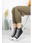Unisex Bilekli Günlük Siyah Keten Kadın Erkek Spor Sneaker Ayakkabı 3