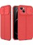 Apple iPhone 14 Plus Kılıf Kamera Sürgülü Deri Dokulu Mat Silikon+Nano Kırmızı 1