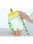 Sevimli Tatlı Dondurma Su Şişesi ile Saman Yaratıcı Plastik Su Şişeleri Taşınabilir Popsicle Kupası Çocuklar Su Şişesi Kayış | Su Şişeleri (Sarı) (Yurt Dışından) 2