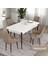 Concept Eta Serisi 80 x 132 cm Mdf Açılabilir Masa Takımı Beyaz Masa Kahve Ayak 4 Sandalye 1