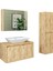 Lavabolu Mat Ahşap Mdf 85 cm Banyo Dolabı+Aynalı Banyo Üst Dolabı+Boy Dolabı 4