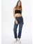 Elıza Cropped Koyu Mavi Straight Fit Fermuarlı Jean Pantolon C 4518-075 1