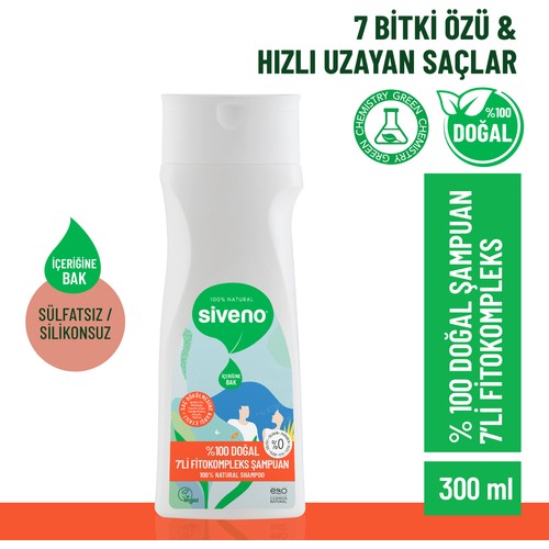 Siveno %100 Doğal Şampuan 7’li Fitoterapi Kompleksi 300 ml