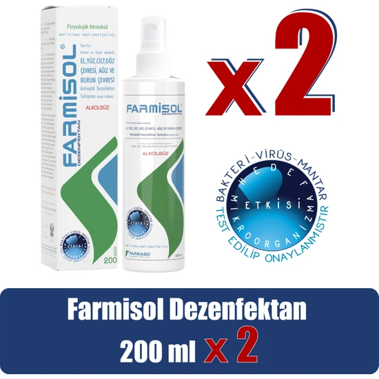 Farmisol Dezenfektan - Kişisel Kullanım Antiseptiği 200 ml - 2 Adet