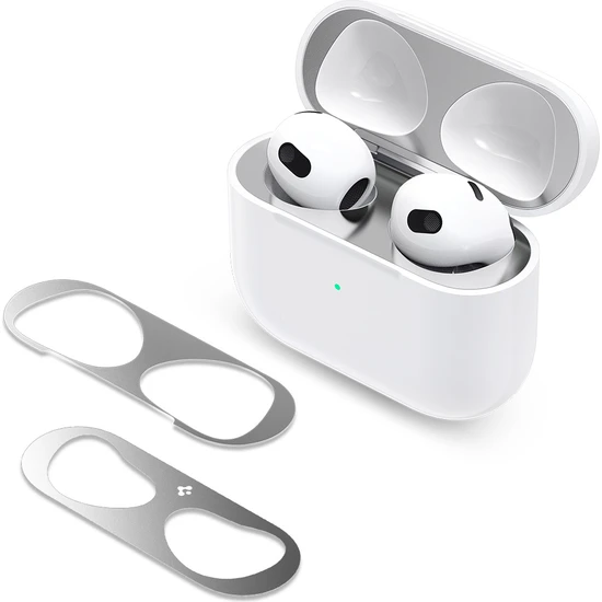 Spigen Apple AirPods (3. nesil) Kapak İçi Kir / Toz Önleyici Shine Shield (2 Adet) Metal Silver - ASD01986