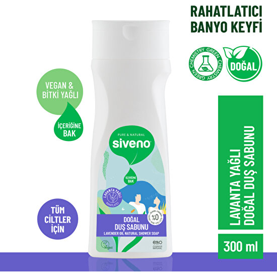 Siveno Doğal Duş Sabunu Lavanta Kokulu Rahatlatıcı Duş Jeli 6 Değerli Bitki Vegan 300 ml