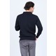 Woolen World Erkek Desenli Polo Yaka Triko Yün Kazak 5597141 Lacivert