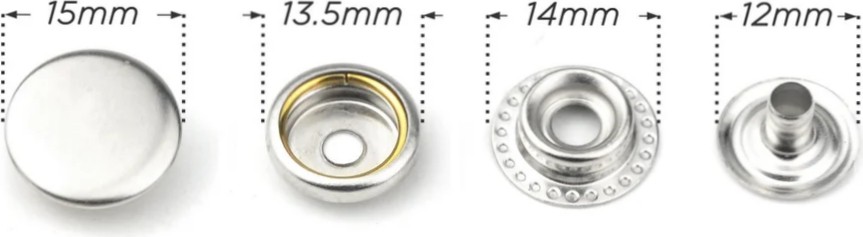 Tuhafiyeci miz 15MM Paslanmaz Büyük Çıtçıt (Kalıpsızdır) [nikel/gümüş Renk] görsel 2