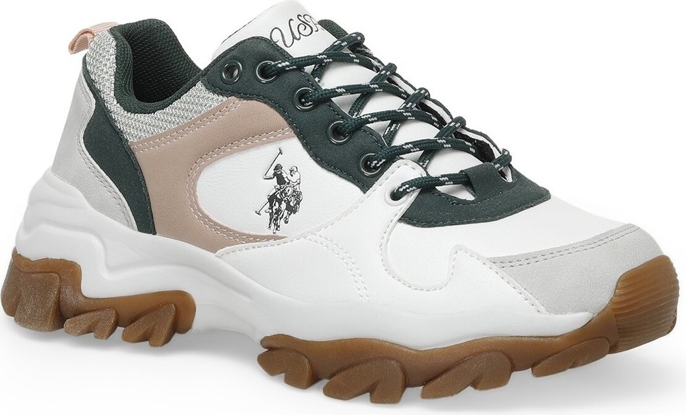 U.S. Polo Assn. Kadın Beyaz Mavi Sneaker Spor Ayakkabı Suni Deri Günlük Kullanım İçin