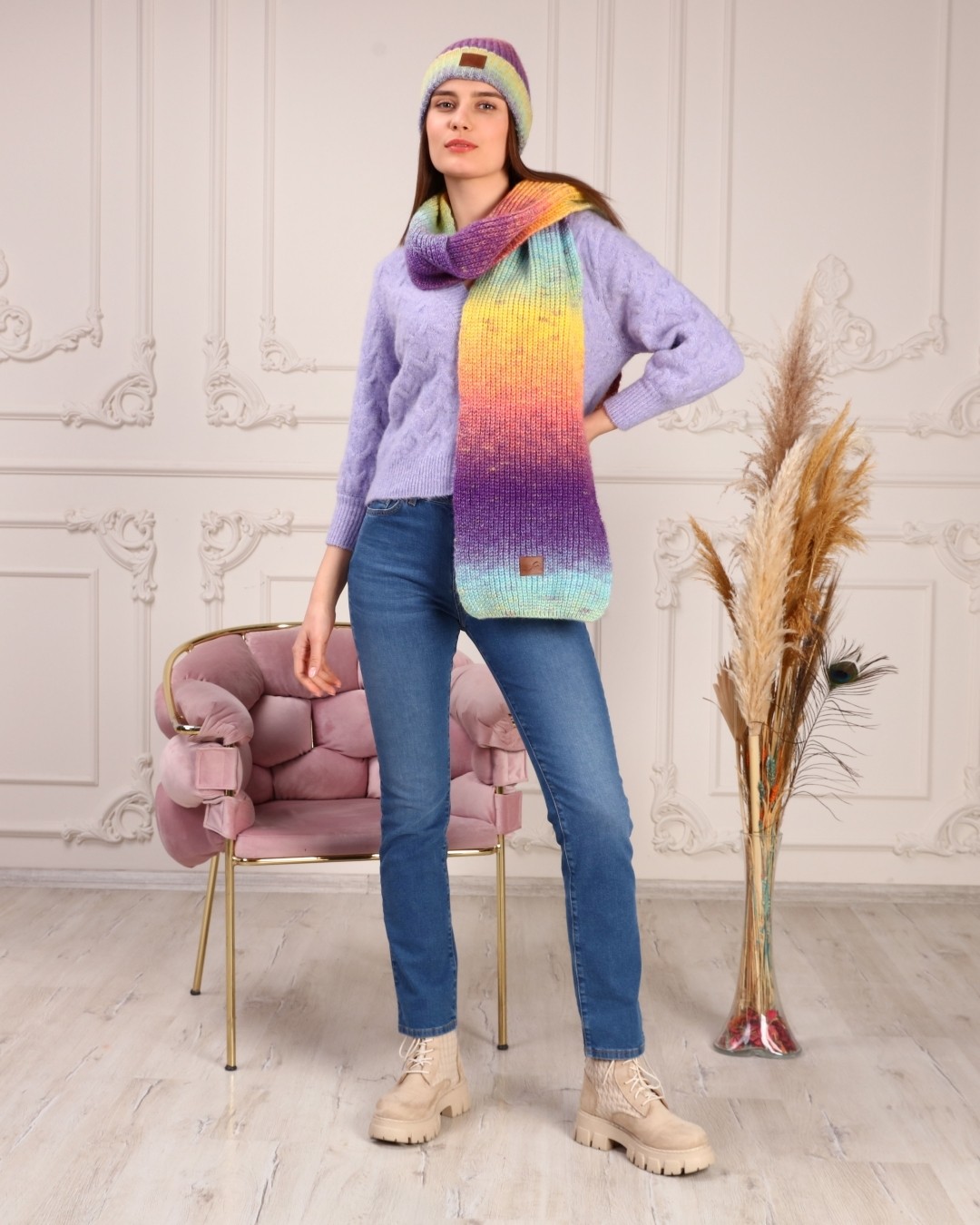 Marilavande Rainbow Degrade Atkı & Bere Takımı