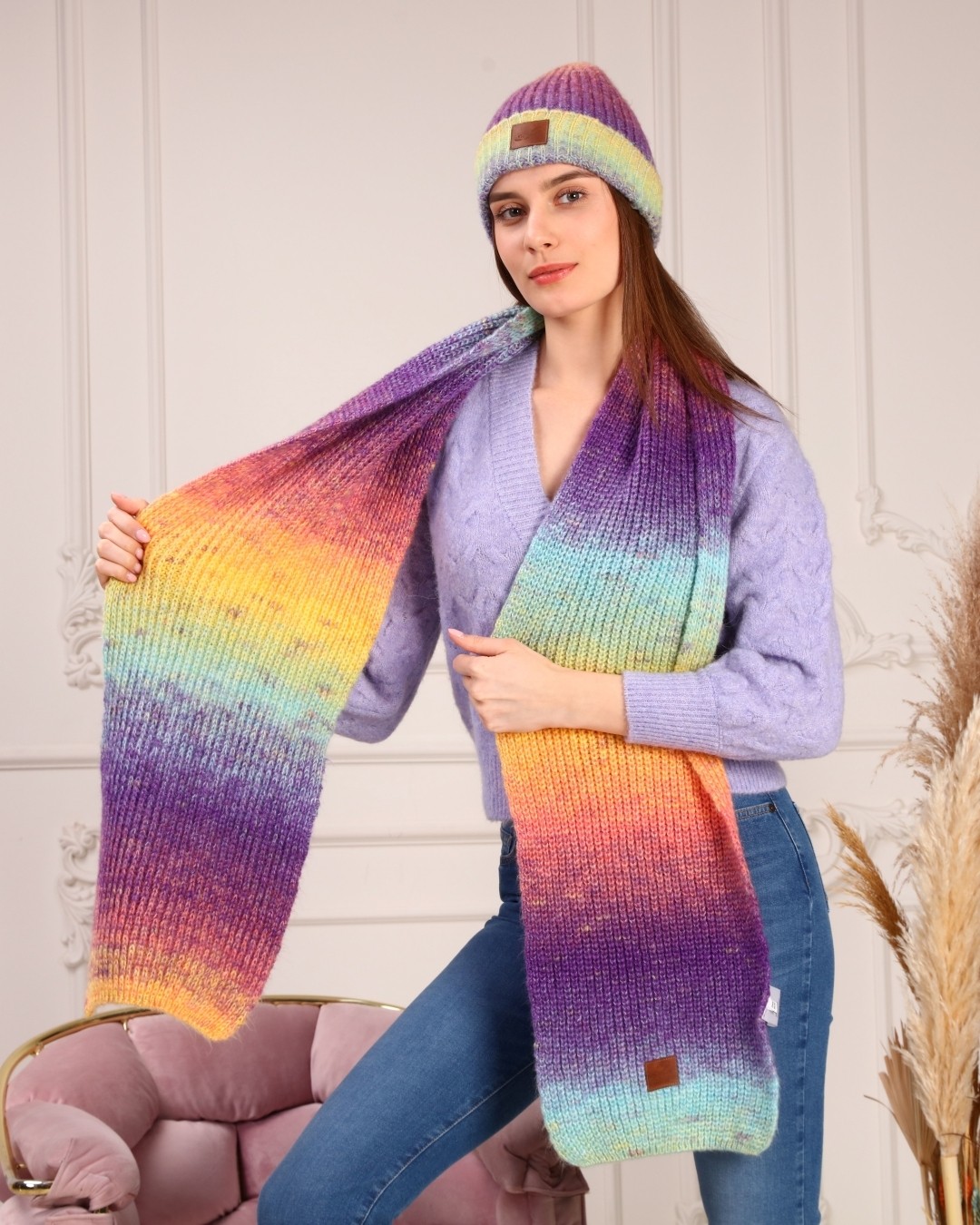 Marilavande Rainbow Degrade Atkı & Bere Takımı görsel 2