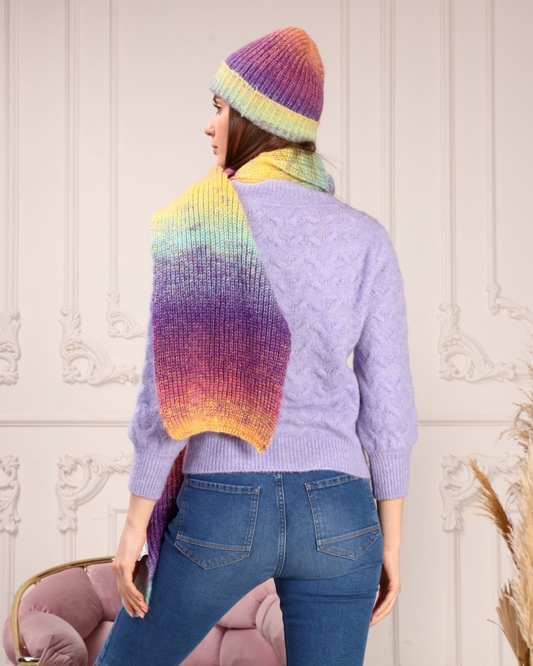 Marilavande Rainbow Degrade Atkı & Bere Takımı görsel 5