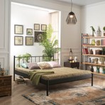 Unimet Falez-S Metal Karyola - Siyah - Konik Geçme - Konfor Destekli Latalı - 140x190/140x200/150x200/160x200