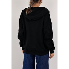 Kadın Şardonlu Fermuarlı Oversize Sweat