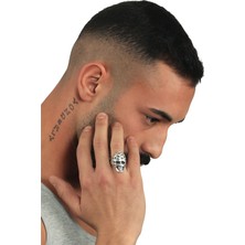 Labalaba Erkek Antik Gümüş Kaplama Ayarlanabilir Gotik Mumya Yüzük