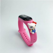 Q-Time Hello Kitty Figürlü LED Dokunmatik Ekranlı Su Geçirmez Dijital Çocuk  Saati (Pembe)
