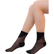 Secret Moda Çizli Desenli Şeffaf Kadın Soket Çorap