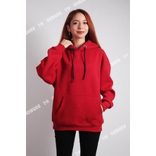 Unisex Oversize Pure  Hoodie  ( Kapüşonlu Sweatshirt) Kırmızı