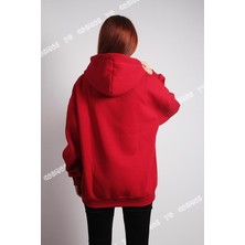 Unisex Oversize Pure  Hoodie  ( Kapüşonlu Sweatshirt) Kırmızı