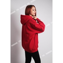 Unisex Oversize Pure  Hoodie  ( Kapüşonlu Sweatshirt) Kırmızı