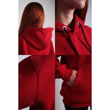 Unisex Oversize Pure  Hoodie  ( Kapüşonlu Sweatshirt) Kırmızı