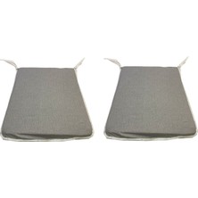 Nelson Sandalye Minderi Eko 2 Adet Bağcıklı Bahçe Minderi(Gri)Yıkanabilir