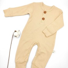 Bebek Star Fitilli İki Düğmeli Vizon Uzun Kollu Bebek Tulumu %100 Cotton