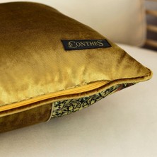 Conthes Gold Kadife Üzeri Desenli Kırlent Amber