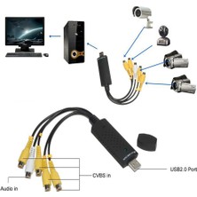 Wozlo Easycap Capture Kamera Uydu - Tv Den Pc Kayıt Kartı 4 Kanal