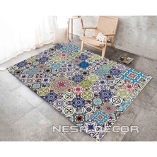 Nesa Decor Dijital Baskı Yıkanabilir Kaymaz Taban Salon Halısı Mutfak Halısı Yolluk ve Banyo Paspası Bambu Kalite