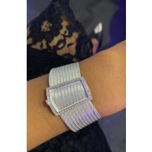 Best My Silver Kadın Gümüş 11 Sıra Tek Sıra Taşlı Hasır