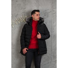 Akçaylar Slimfit Kapşonlu Içi Astarlı Erkek Spor Kapitone Mont